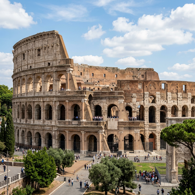 Coliseu em Roma durante o pôr do sol